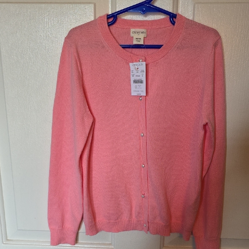Crewcuts Coral Cardigan Sweater For Girls M(8-9) NWT